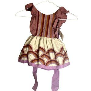 Pleiades Girls Dress Size 12M Pink Ruffle Burgundy Rainbow Shortie Summer Girly